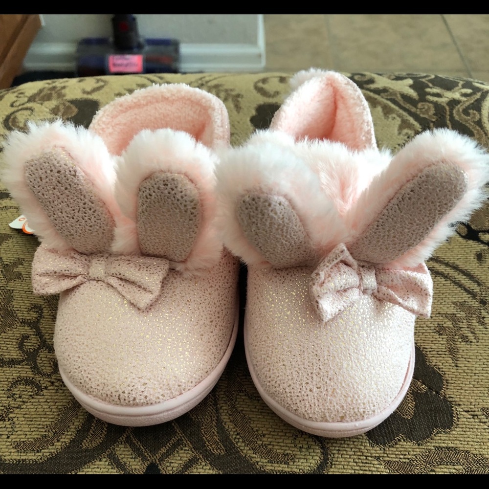 Girls Light Pink Bunny Slippers